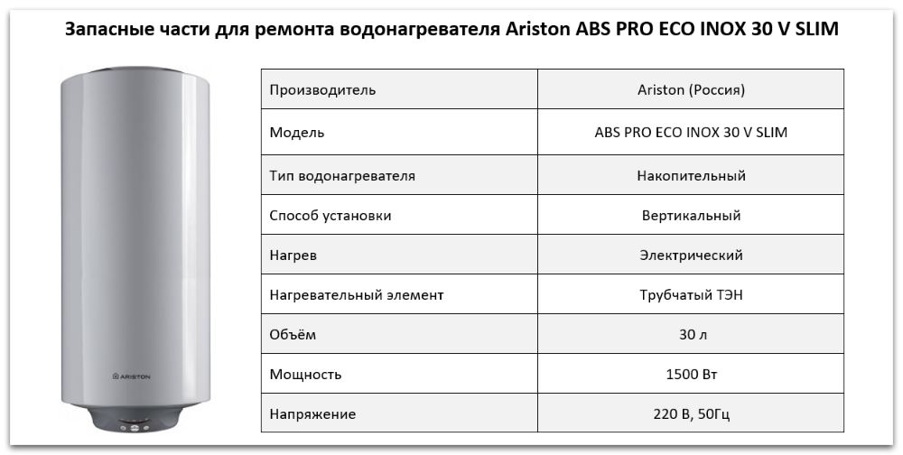 Купить запчасти Ariston ABS PRO ECO INOX 30 V SLIM в Чебаркуле