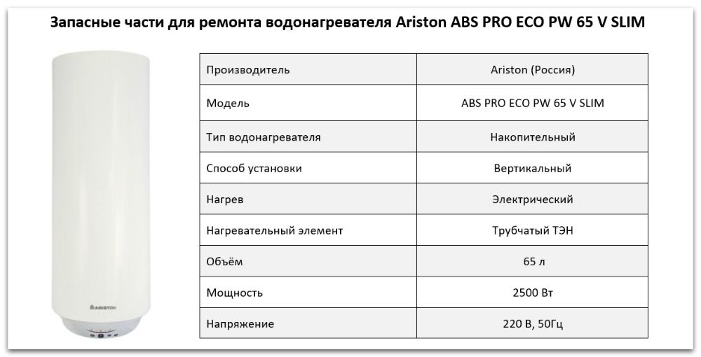 запчасти Ariston ABS PRO ECO PW 65 V SLIM Купить запчасти Ariston ABS PRO ECO PW 65 V SLIM в Чебаркуле