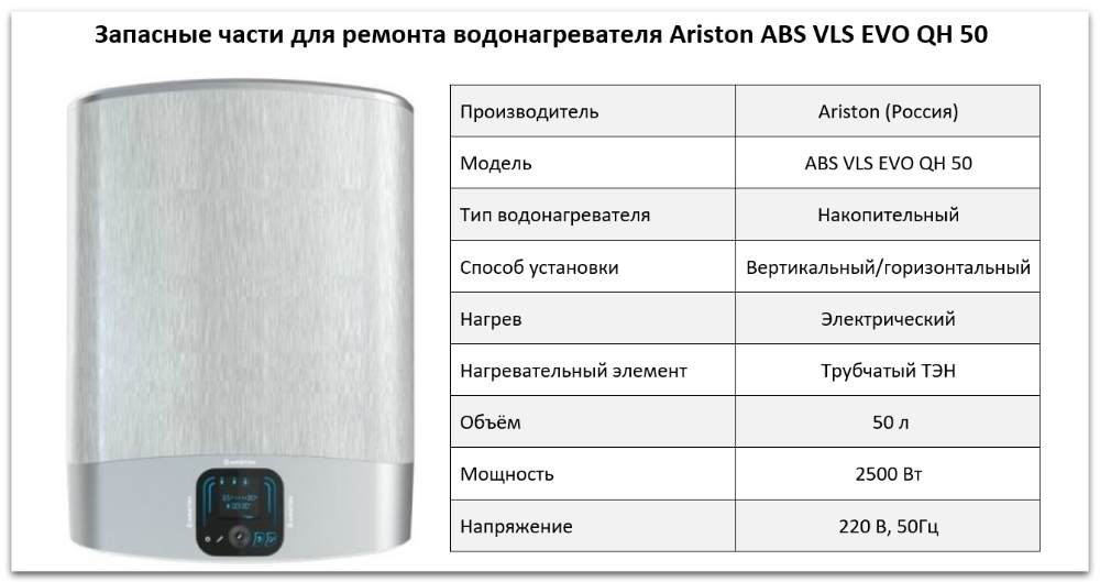 Купить запчасти Ariston ABS VLS EVO QH 50 в Чебаркуле